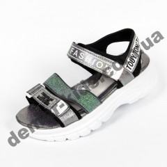 Детские босоножки Lilin Shoes B058-2-2 темное серебро большие